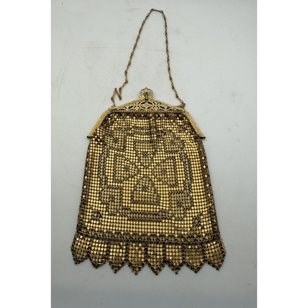Antique Whiting Davis Enamel Mesh Flapper Dance Purse Art Deco Evening Bag
